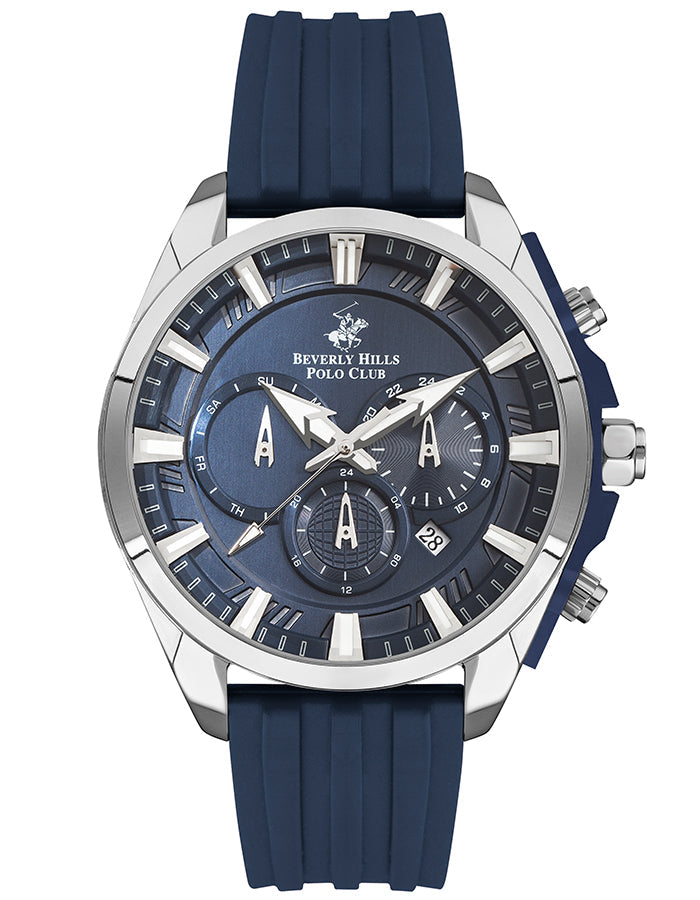 BEVERLY HILLS POLO CLUB Men's Multi Function Dark Blue 289C V.Pattern Dial Watch - Premium from shopiqat - Just $38.900! Shop now at shopiqat